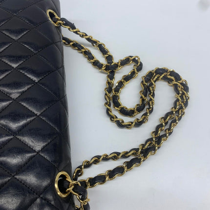 Chanel Timeless Classic Flap Medium Black Lambskin Leather 24k Gold Plated Hardware 2006-2008