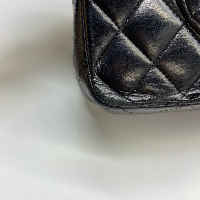 Chanel Timeless Classic Flap Medium Black Lambskin Leather 24k Gold Plated Hardware 2006-2008