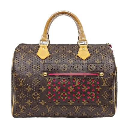 Louis Vuitton Speedy 30 Brown Perforated Monogram Pink Interior