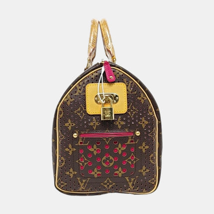 Louis Vuitton Speedy 30 Brown Perforated Monogram Pink Interior