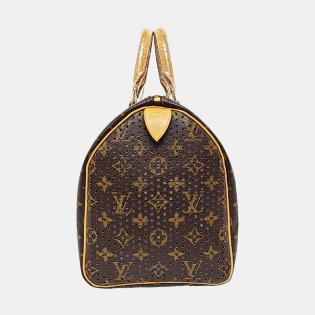 Louis Vuitton Speedy 30 Brown Perforated Monogram Pink Interior
