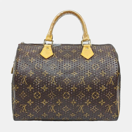 Louis Vuitton Speedy 30 Brown Perforated Monogram Pink Interior
