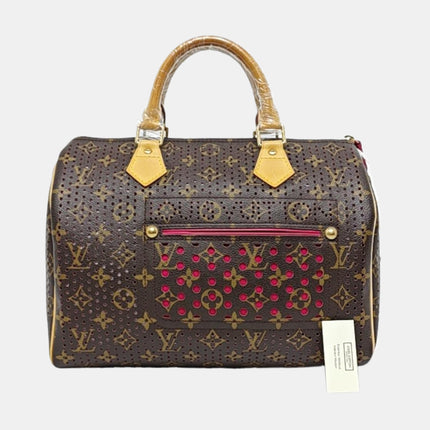 Louis Vuitton Speedy 30 Brown Perforated Monogram Pink Interior