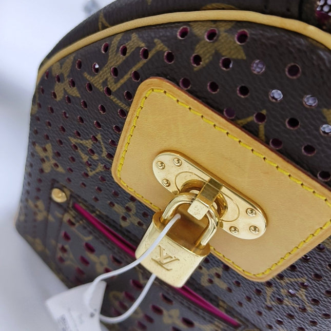 Louis Vuitton Speedy 30 Brown Perforated Monogram Pink Interior