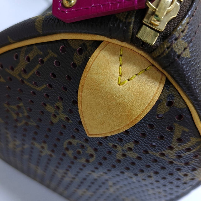 Louis Vuitton Speedy 30 Brown Perforated Monogram Pink Interior