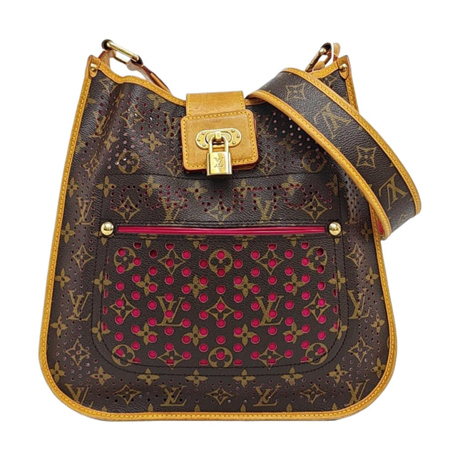 Louis Vuitton Musette Brown Perforated Monogram Pink Interior