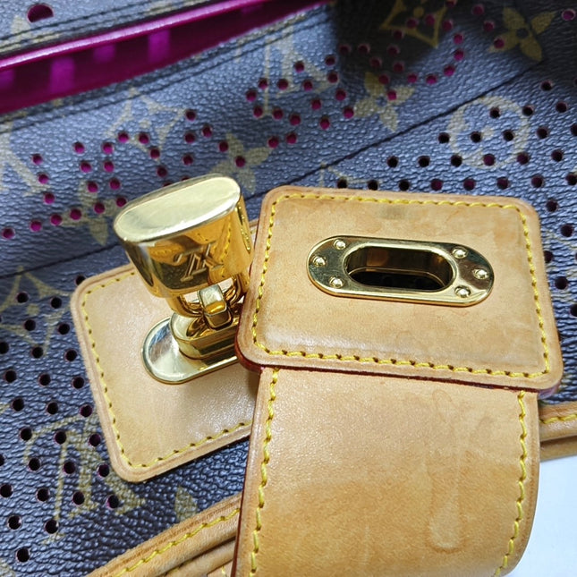 Louis Vuitton Musette Brown Perforated Monogram Pink Interior
