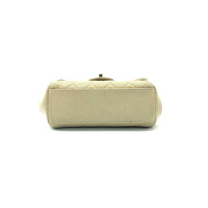 Chanel Paris Rome Mini Trapezio Flap Bag Taupe Quilted Sheepskin Gold Hardware