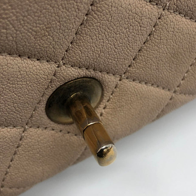 Chanel Paris Rome Mini Trapezio Flap Bag Taupe Quilted Sheepskin Gold Hardware