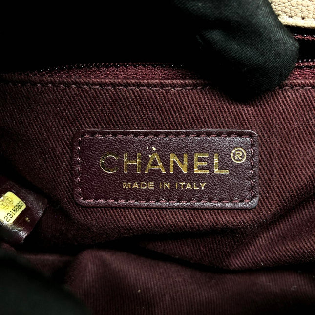 Chanel Paris Rome Mini Trapezio Flap Bag Taupe Quilted Sheepskin Gold Hardware