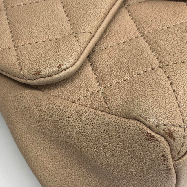 Chanel Paris Rome Mini Trapezio Flap Bag Taupe Quilted Sheepskin Gold Hardware