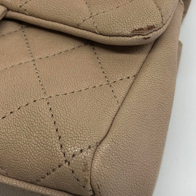 Chanel Paris Rome Mini Trapezio Flap Bag Taupe Quilted Sheepskin Gold Hardware