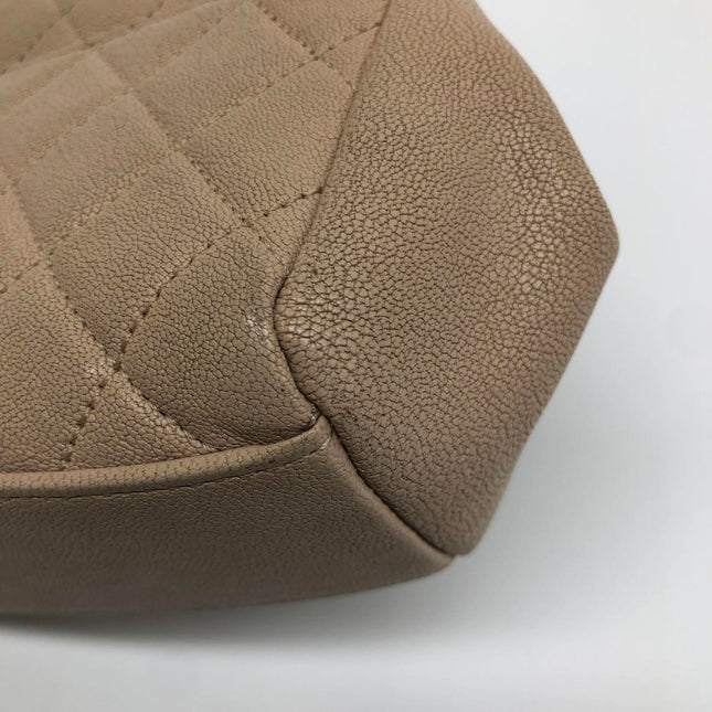 Chanel Paris Rome Mini Trapezio Flap Bag Taupe Quilted Sheepskin Gold Hardware