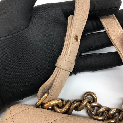 Chanel Paris Rome Mini Trapezio Flap Bag Taupe Quilted Sheepskin Gold Hardware