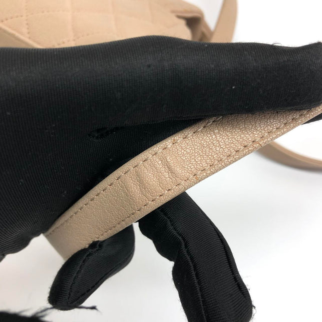 Chanel Paris Rome Mini Trapezio Flap Bag Taupe Quilted Sheepskin Gold Hardware