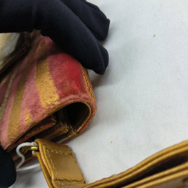 Fendi Red Velvet Gold Zebra Print Front Flap Shoulder Bag