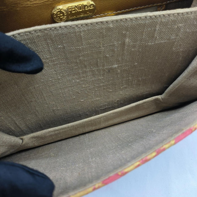 Fendi Red Velvet Gold Zebra Print Front Flap Shoulder Bag