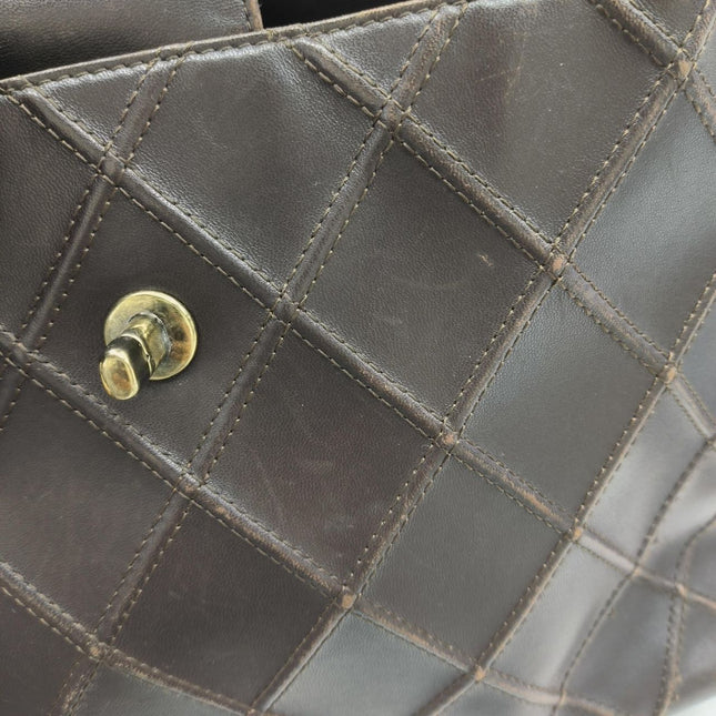 Chanel Vintage Kelly Flap Shoulder Bag Brown Wild Stitch Calfskin leather with Pouch