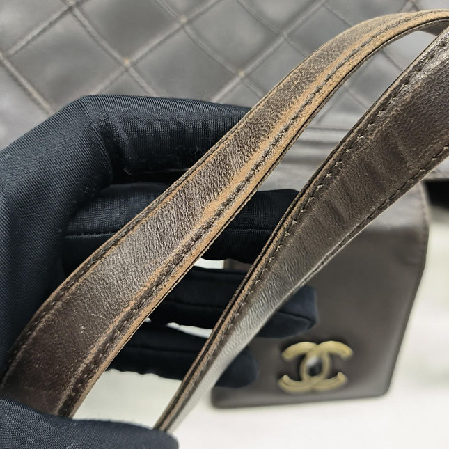 Chanel Vintage Kelly Flap Shoulder Bag Brown Wild Stitch Calfskin leather with Pouch