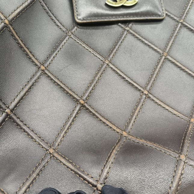 Chanel Vintage Kelly Flap Shoulder Bag Brown Wild Stitch Calfskin leather with Pouch