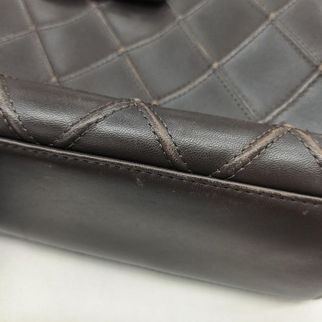 Chanel Vintage Kelly Flap Shoulder Bag Brown Wild Stitch Calfskin leather with Pouch