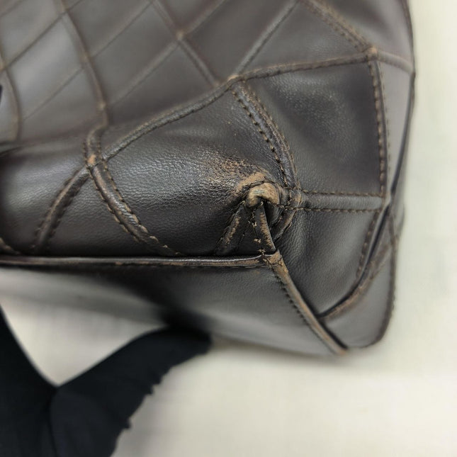 Chanel Vintage Kelly Flap Shoulder Bag Brown Wild Stitch Calfskin leather with Pouch