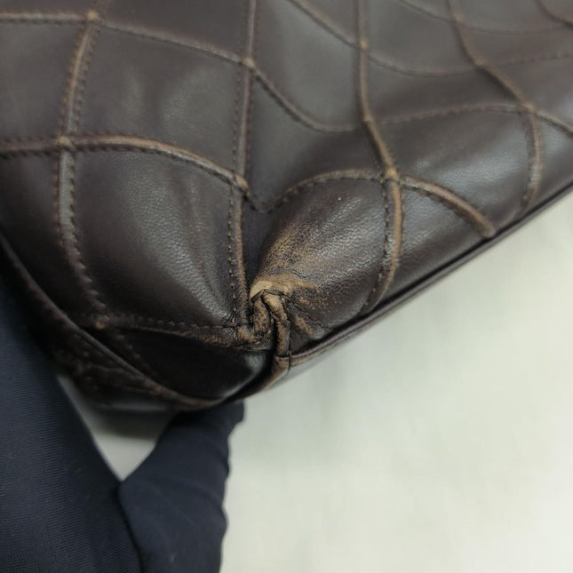 Chanel Vintage Kelly Flap Shoulder Bag Brown Wild Stitch Calfskin leather with Pouch