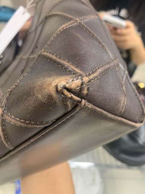 Chanel Vintage Kelly Flap Shoulder Bag Brown Wild Stitch Calfskin leather with Pouch