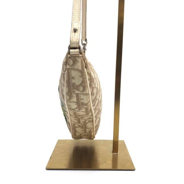 Dior Saddle Mini Classic Cream White Oblique Flower Embroidery