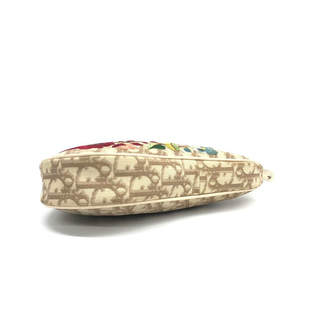 Dior Saddle Mini Classic Cream White Oblique Flower Embroidery