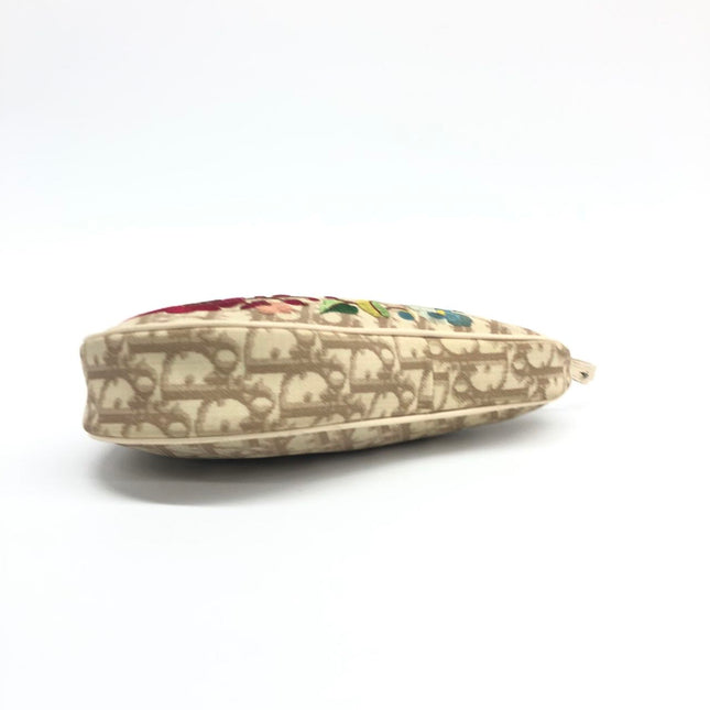 Dior Saddle Mini Classic Cream White Oblique Flower Embroidery