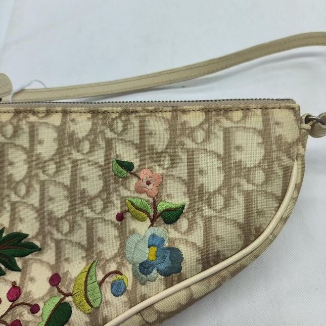Dior Saddle Mini Classic Cream White Oblique Flower Embroidery