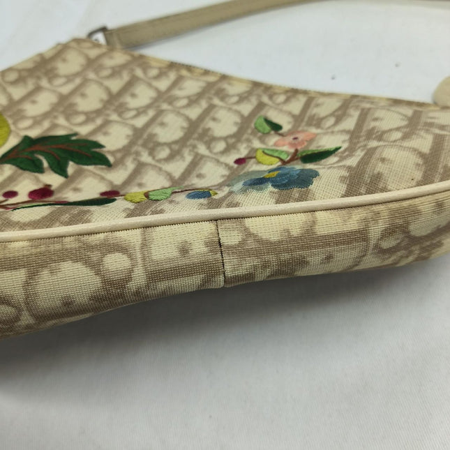 Dior Saddle Mini Classic Cream White Oblique Flower Embroidery
