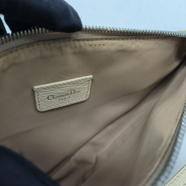 Dior Saddle Mini Classic Cream White Oblique Flower Embroidery