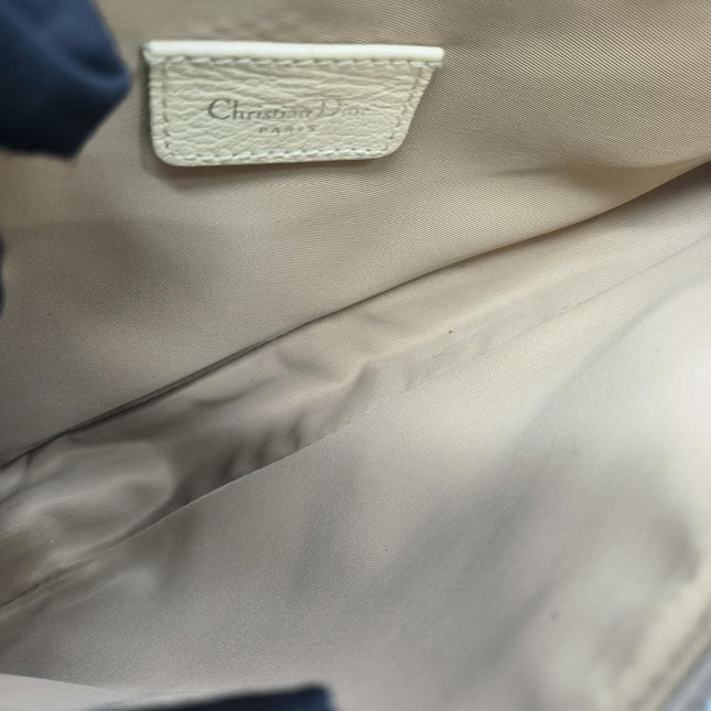 Dior Saddle Mini Classic Cream White Oblique Flower Embroidery