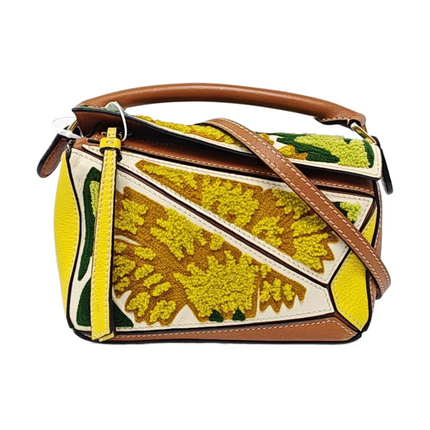 Loewe x William De Morgan Puzzle Mini Embroidered Brown Yellow Multicolor