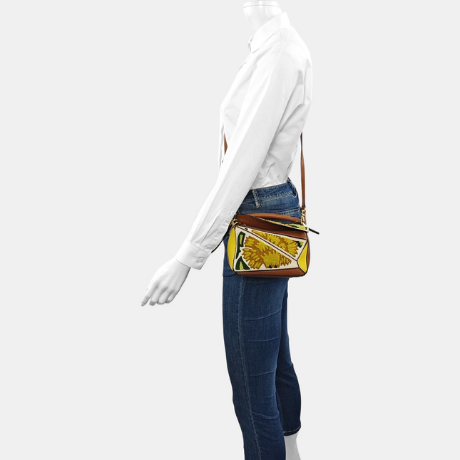 Loewe x William De Morgan Puzzle Mini Embroidered Brown Yellow Multicolor