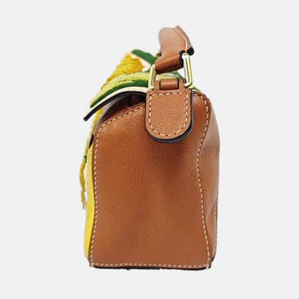 Loewe x William De Morgan Puzzle Mini Embroidered Brown Yellow Multicolor