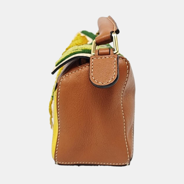 Loewe x William De Morgan Puzzle Mini Embroidered Brown Yellow Multicolor