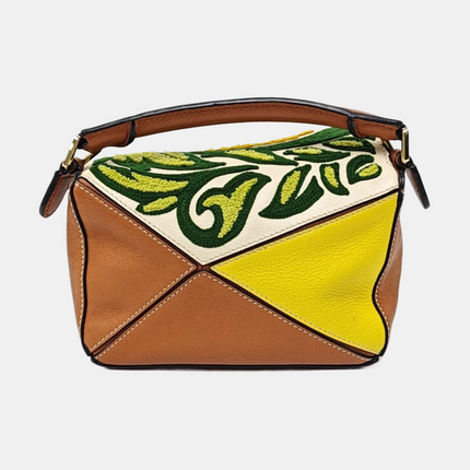 Loewe x William De Morgan Puzzle Mini Embroidered Brown Yellow Multicolor