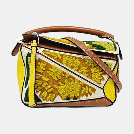 Loewe x William De Morgan Puzzle Mini Embroidered Brown Yellow Multicolor