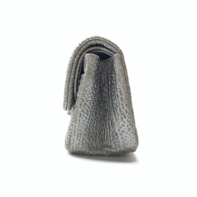 Chanel 2.55 Mini Chevron Stitching Silver Patterned Calfskin Leather Silver Hardware Flap Crossbody Bag