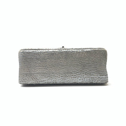 Chanel 2.55 Mini Chevron Stitching Silver Patterned Calfskin Leather Silver Hardware Flap Crossbody Bag
