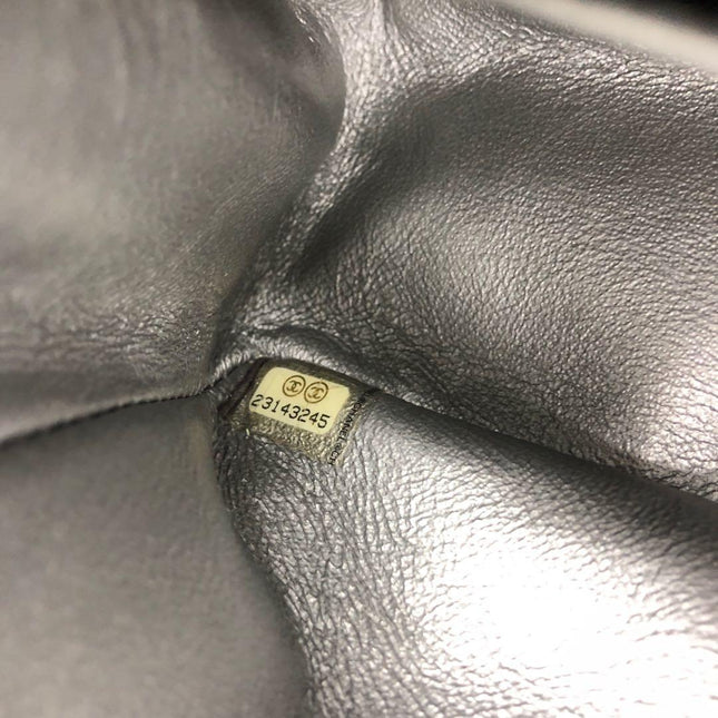 Chanel 2.55 Mini Chevron Stitching Silver Patterned Calfskin Leather Silver Hardware Flap Crossbody Bag