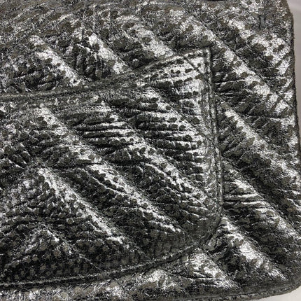 Chanel 2.55 Mini Chevron Stitching Silver Patterned Calfskin Leather Silver Hardware Flap Crossbody Bag