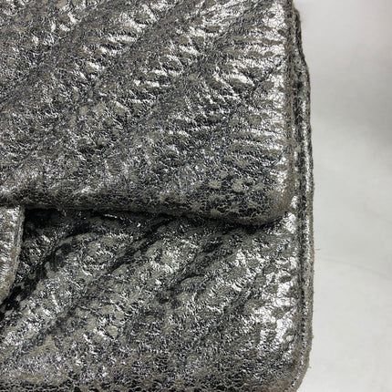 Chanel 2.55 Mini Chevron Stitching Silver Patterned Calfskin Leather Silver Hardware Flap Crossbody Bag