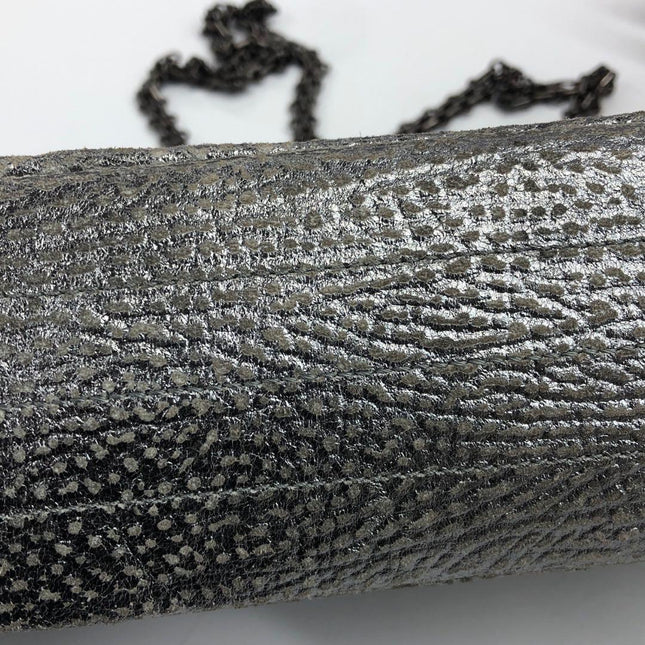 Chanel 2.55 Mini Chevron Stitching Silver Patterned Calfskin Leather Silver Hardware Flap Crossbody Bag