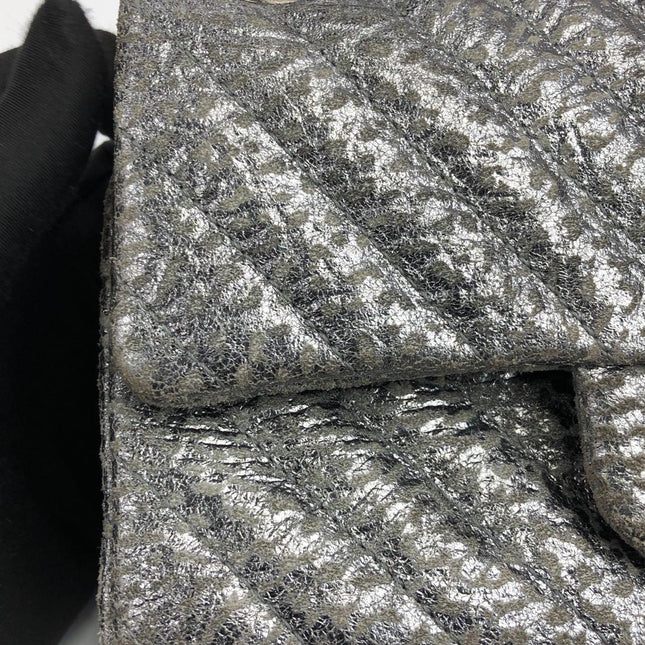 Chanel 2.55 Mini Chevron Stitching Silver Patterned Calfskin Leather Silver Hardware Flap Crossbody Bag
