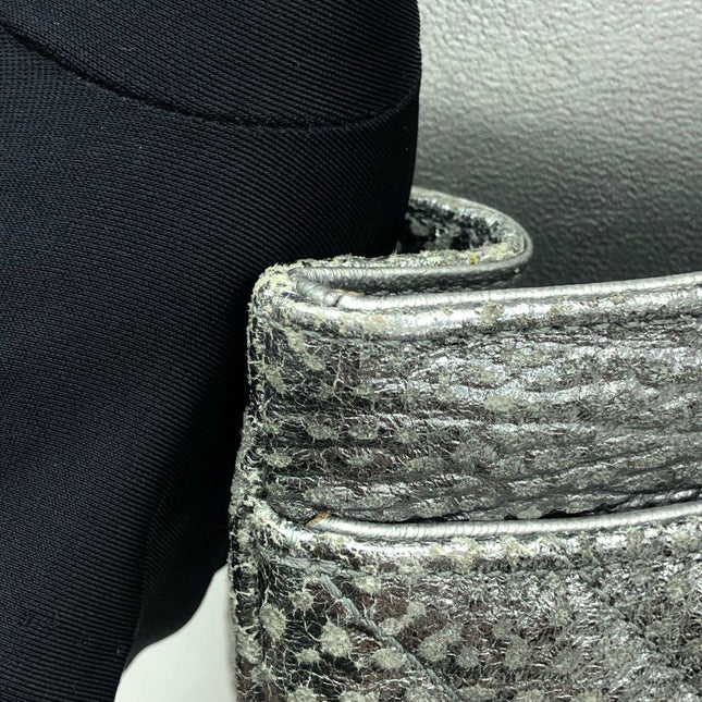 Chanel 2.55 Mini Chevron Stitching Silver Patterned Calfskin Leather Silver Hardware Flap Crossbody Bag