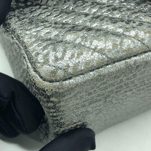 Chanel 2.55 Mini Chevron Stitching Silver Patterned Calfskin Leather Silver Hardware Flap Crossbody Bag